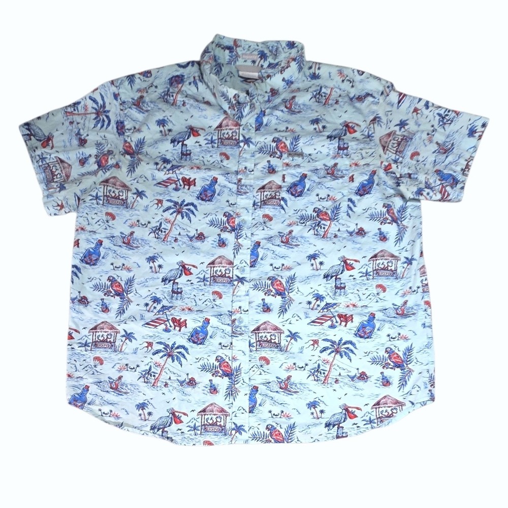 Columbia Mens PFG Escape Beach Novelty Print Button Down Shirt Blue XXL - Picture 4 of 7